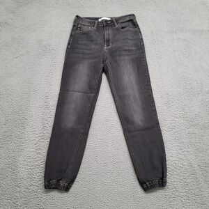 KanCan Jeans Womens 25 Black Denim Casual Distressed Cuffed‎ Pockets Mid Rise